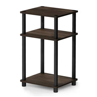 Furinno Just 3-tier Turn-n-tube End Table, Columbia Walnut/brown, 11087cwn/bk