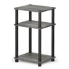 Furinno Just 3-tier Turn-n-tube End Table, French Oak Grey/black, 11087gyw/bk