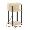 Furinno Just 3-tier Turn-n-tube Open Storage End Table, Bauhaus Oak/black