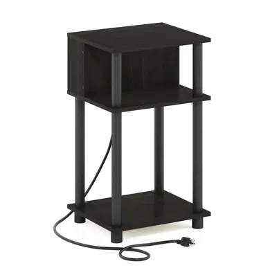 Furinno Just 3-tier Turn-n-tube Open Storage End Table, Espresso/black