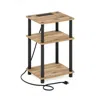 Furinno Just 3-tier Turn-n-tube Usb And Type-c Charging Port End Table, Oak/black