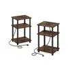 Furinno Just 3-tier Turn-n-tube Usb And Type-c Charging Port End Table, Set Of 2