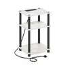 FURINNO JUST 3-TIER TURN-N-TUBE USB AND TYPE-C CHARGING PORT END TABLE, WHITE/BLACK