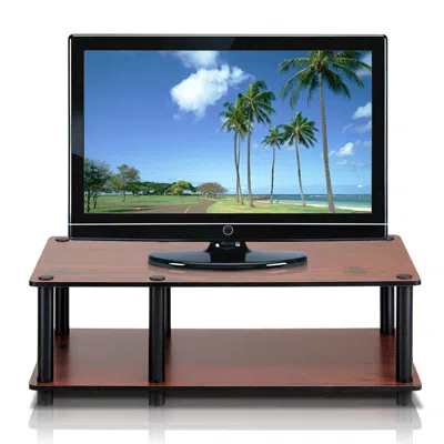 Furinno Just No Tools Mid Tv Stand, Dark Cherry W/black Tube