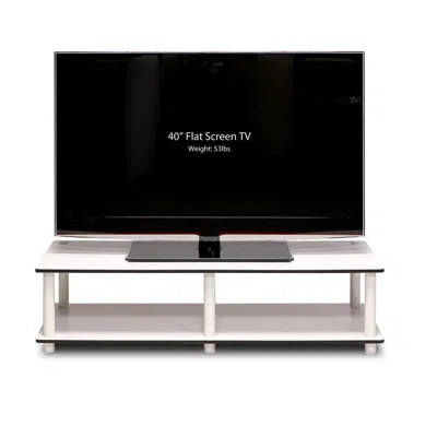 Furinno Just No Tools Wide Tv Stand, White Finish W/white Tube