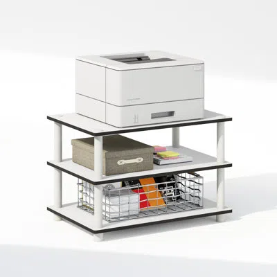 Furinno Just Printer Stand With Storage, 3-tier Under Desk Printer Stand, Printer Table, For Cpu, Office Sup In Multi