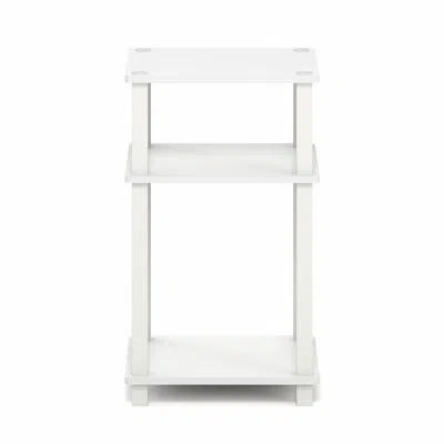 Furinno Just Side Table, 3-tier Open Shelf End Table, Toolless Assembly Night Stand, Bedside Table With Squa In White
