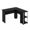 Furinno L-shape Desk With Stainless Steel Tubes, Americano
