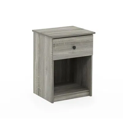 Furinno Lucca Nightstand With One Drawer, French Oak Grey In Brown