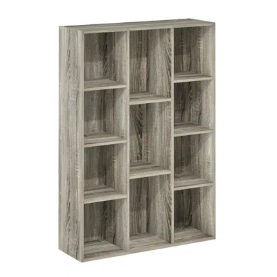 Furinno Luder 11-cube Reversible Open Shelf Bookcase, French Oak In Gray