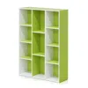 Furinno Luder 11-cube Reversible Open Shelf Bookcase, White/green 11107wh/gr
