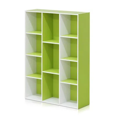 Furinno Luder 11-cube Reversible Open Shelf Bookcase, White/green 11107wh/gr In Blue