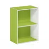 Furinno Luder 2-tier Open Shelf Bookcase, Green/white