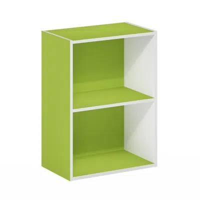 Furinno Luder 2-tier Open Shelf Bookcase, Green/white