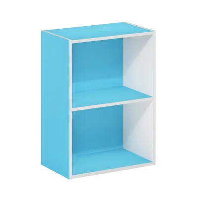 Furinno Luder 2-tier Open Shelf Bookcase, Light Blue/white
