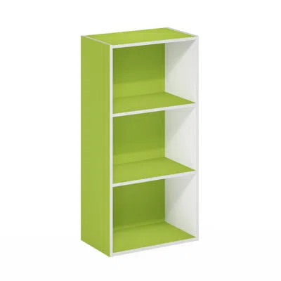 Furinno Luder 3-tier Open Shelf Bookcase, Green/white