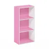Furinno Luder 3-tier Open Shelf Bookcase, Pink/white