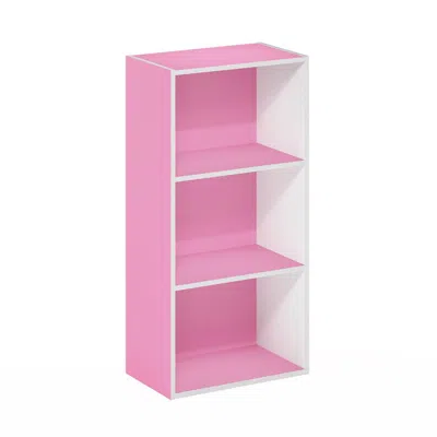 Furinno Luder 3-tier Open Shelf Bookcase, Pink/white In Gray