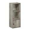 Furinno Luder 3-tier Shelf Bookcase With 1 Door Storage Cabinet, French Oak