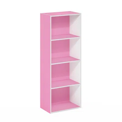 Furinno Luder 4-tier Open Shelf Bookcase, Pink/white