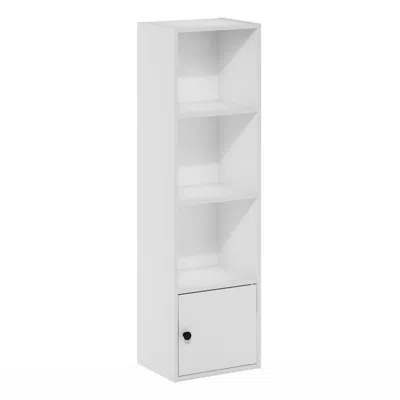 Furinno Luder 4-tier Shelf Bookcase With 1 Door Storage Cabinet, White