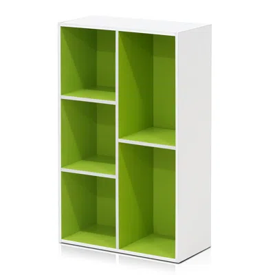 Furinno Luder 5-cube Reversible Open Shelf, White/green
