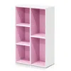 Furinno Luder 5-cube Reversible Open Shelf, White/pink