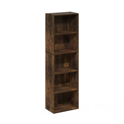 Furinno Luder 5-tier Reversible Color Open Shelf Bookcase, Amber Pine