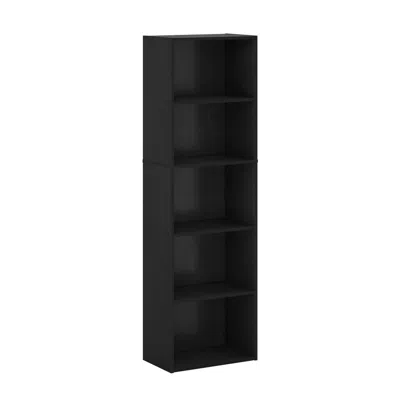 Furinno Luder 5-tier Reversible Color Open Shelf Bookcase, Blackwood