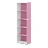 Furinno Luder 5-tier Reversible Color Open Shelf Bookcase, White/pink