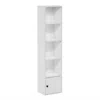 Furinno Luder 5-tier Shelf Bookcase With 1 Door Storage Cabinet, White