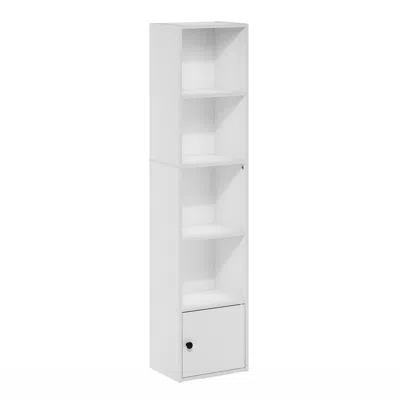 Furinno Luder 5-tier Shelf Bookcase With 1 Door Storage Cabinet, White