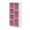 Furinno Luder 7-cube Reversible Open Shelf, White/pink