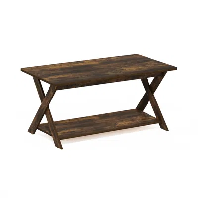 Furinno Modern Simplistic Criss-crossed Coffee Table, Amber Pine In Brown