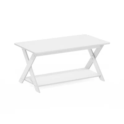 Furinno Modern Simplistic Criss-crossed Coffee Table, White