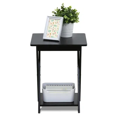 Furinno Modern Simplistic Criss-crossed End Table, Espresso In Black