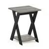 Furinno Modern Simplistic Criss-crossed End Table, French Oak Grey/black