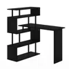 Furinno Moore L-shape Computer Desk With 5-tier Shelves, Americano/black