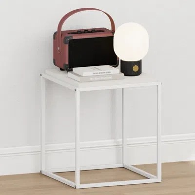 Furinno Moretti Night Stand, 1-tier Stackable Metal Frame Nightstand, Side Table, End Table, Toolless Assemb In White