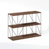 Furinno Multipurpose Flat Base Shelf Display Rack With Metal Frame, Columbia Walnut