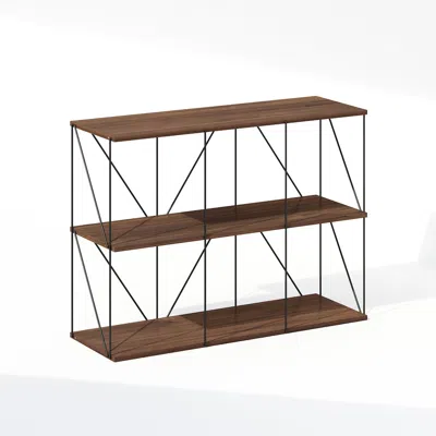 Furinno Multipurpose Flat Base Shelf Display Rack With Metal Frame, Columbia Walnut