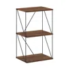 Furinno Multipurpose Flat Base Shelf Display Rack With Metal Frame, Columbia Walnut