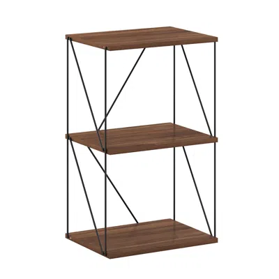 Furinno Multipurpose Flat Base Shelf Display Rack With Metal Frame, Columbia Walnut