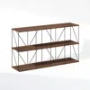 Furinno Multipurpose Flat Base Shelf Display Rack With Metal Frame, Columbia Walnut