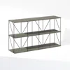 Furinno Multipurpose Flat Base Shelf Display Rack With Metal Frame, French Oak Grey