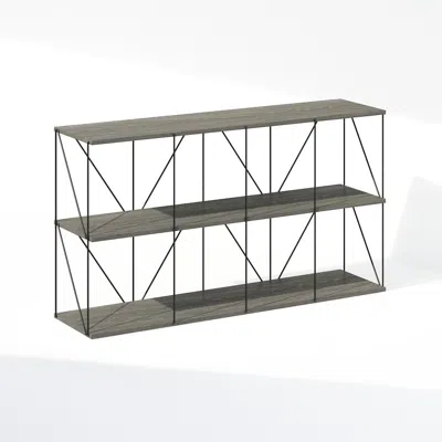 Furinno Multipurpose Flat Base Shelf Display Rack With Metal Frame, French Oak Grey