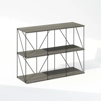 Furinno Multipurpose Flat Base Shelf Display Rack With Metal Frame, French Oak Grey