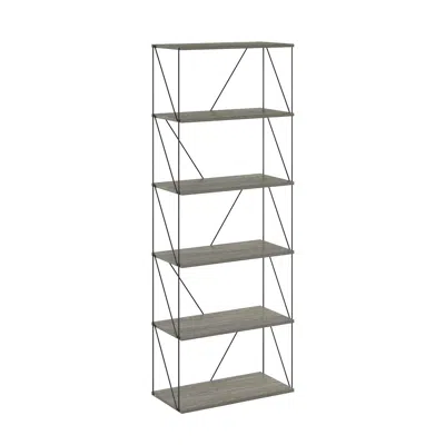 Furinno Multipurpose Flat Base Shelf Display Rack With Metal Frame, Wide In Gray