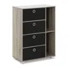 Furinno Multipurpose Storage Cabinet W/4 Bin-type Drawers, French Oak Grey/black