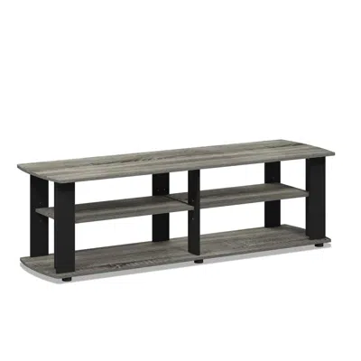 Furinno Nelly Entertainment Center Tv Stand, French Oak/black In Gray